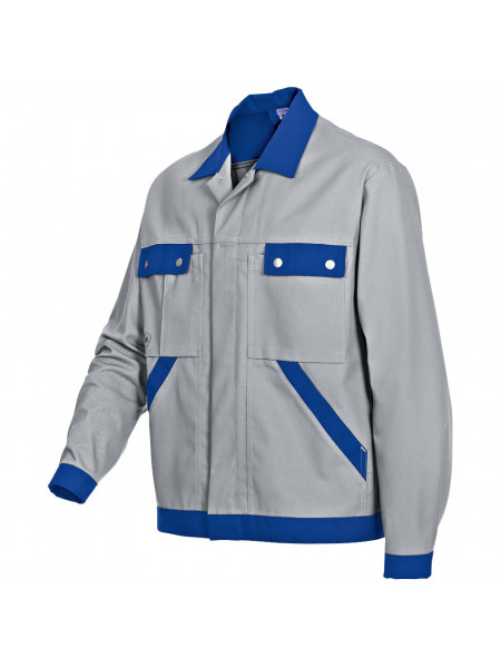 BP® Komfort Work Jacket 1454-720-51 — 305 gsm, Light Grey/Royal Blue