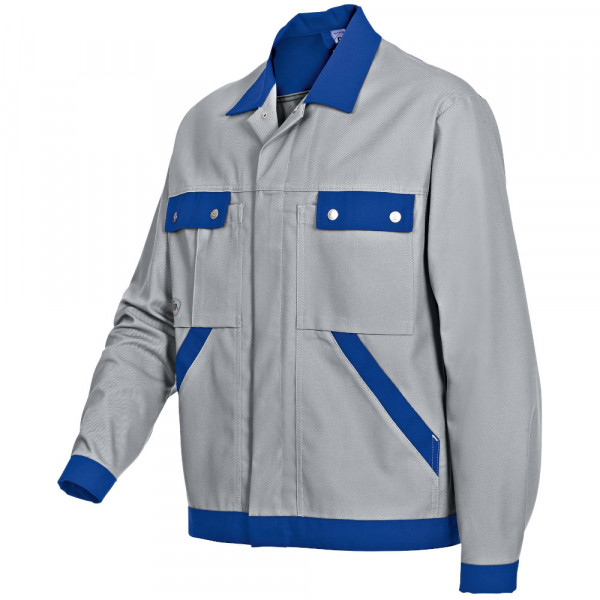 BP® Komfort Work Jacket 1454-720-51 — 305 gsm, Light Grey/Royal Blue
