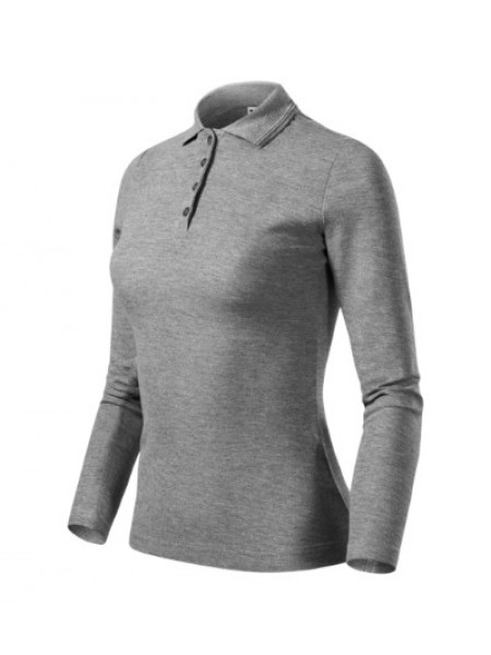 Pique Polo LS - dark gray melange