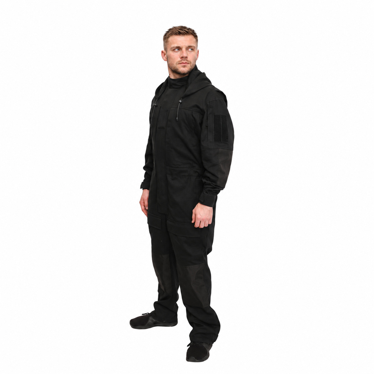 Coveralls 016-1 — three-quarter view — hood down