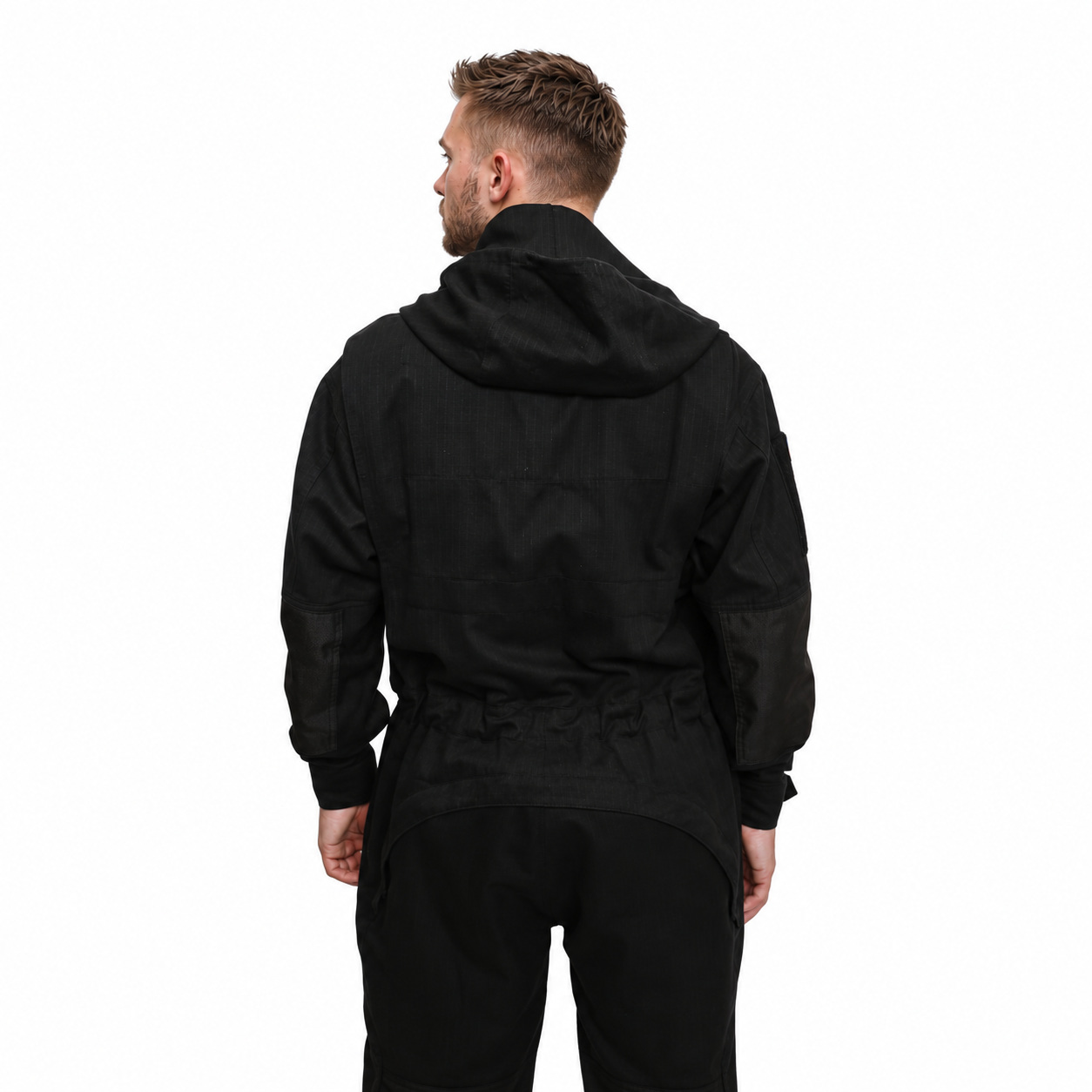 Coveralls 016-1 — back detail — hood down
