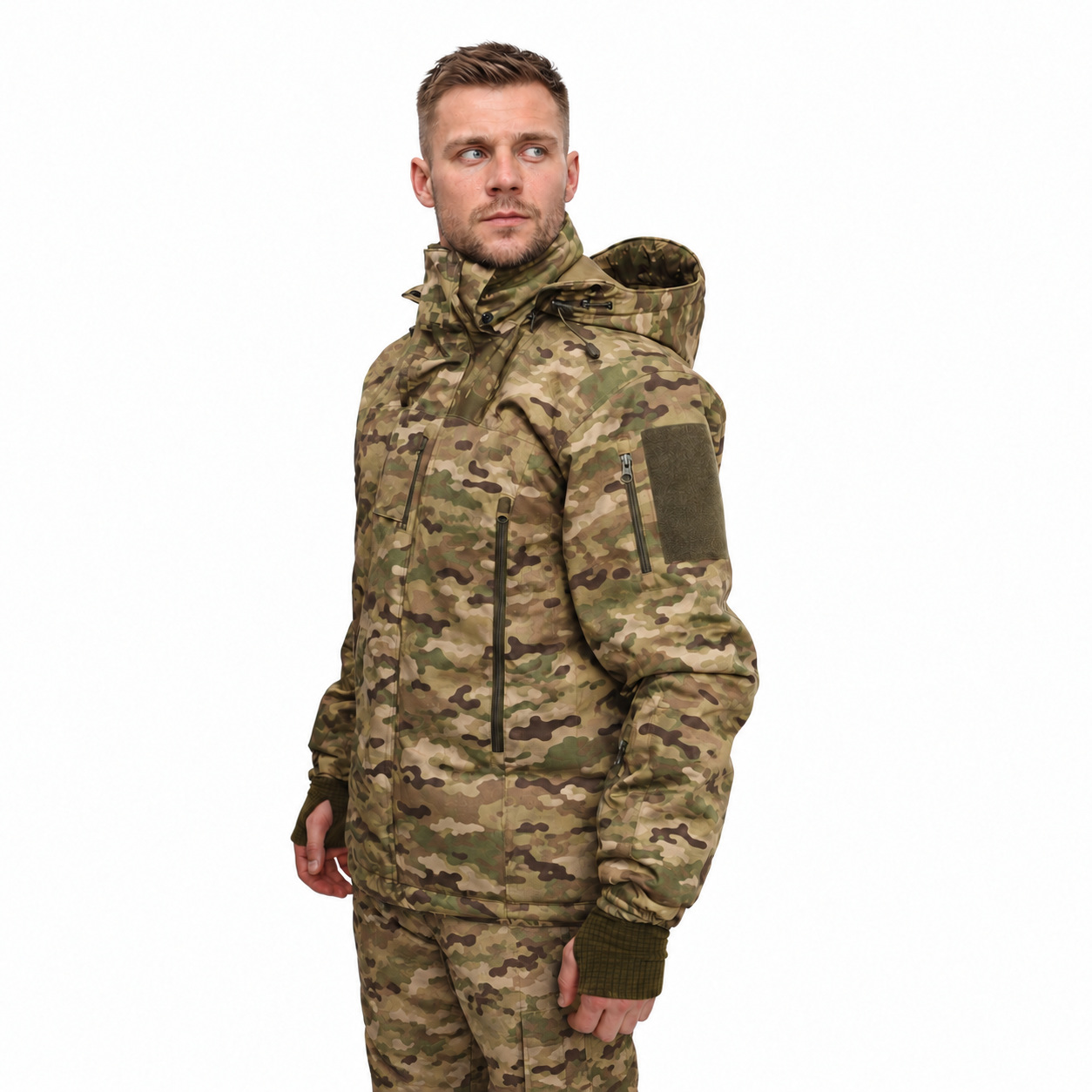 Winter jacket 018-1 in MultiCam — three-quarter view